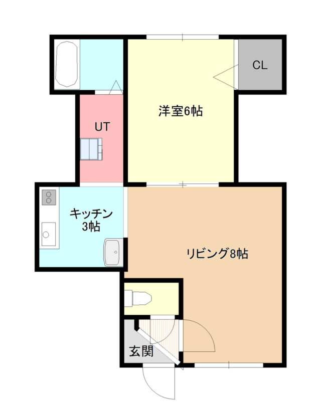 札幌マンスリーマンションの第７ベルハイム　４０２ 間取り図
