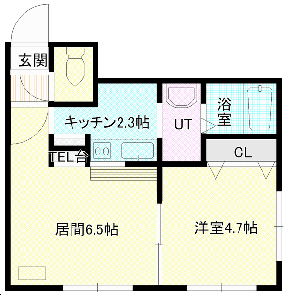 札幌マンスリーマンションのマープル円山　１０３ 間取り図