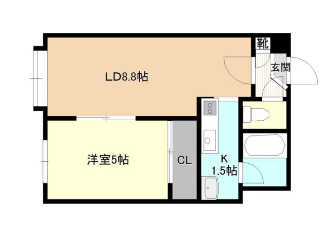 札幌マンスリーマンションのアピア豊平　４０１ 間取り図