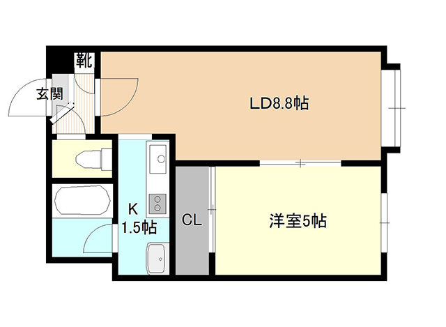 札幌マンスリーマンションのアピア豊平303号室【5月頃よりご案内可能】 間取り図