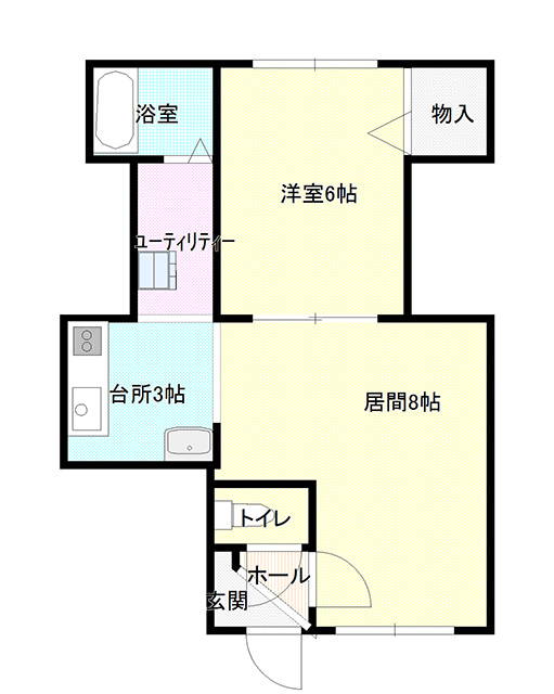 札幌マンスリーマンションの第７ベルハイム　２０２ 間取り図