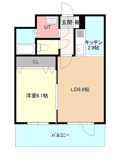 札幌マンスリーマンションのインペリアルエバー中島公園Ⅱ　303号室 間取り図